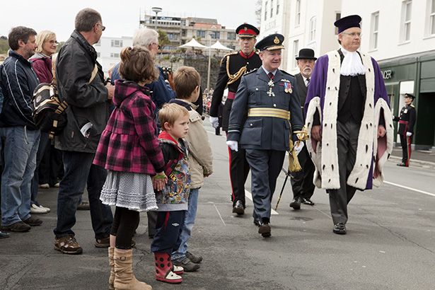 GUERNSEY. Liberation Day Parade. The Governor of Guernsey in Grey. 2012.