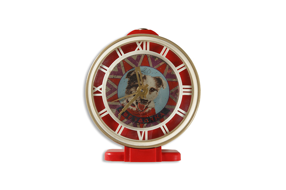 MARTIN PARR COLLECTION. Soviet Space dog ephemera. Zvyzdochka. Clock. 2014.