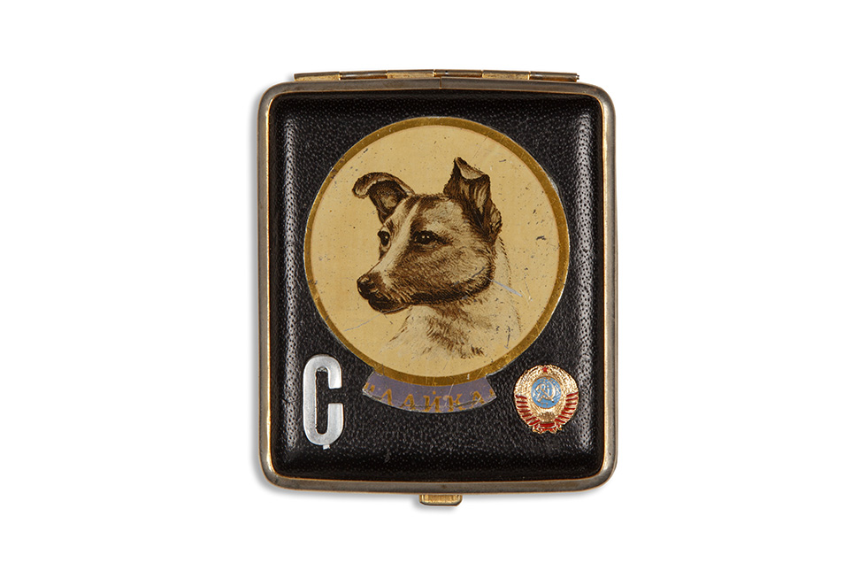 MARTIN PARR COLLECTION. Soviet Space dog ephemera. Laika. Cigarette case. 2014.