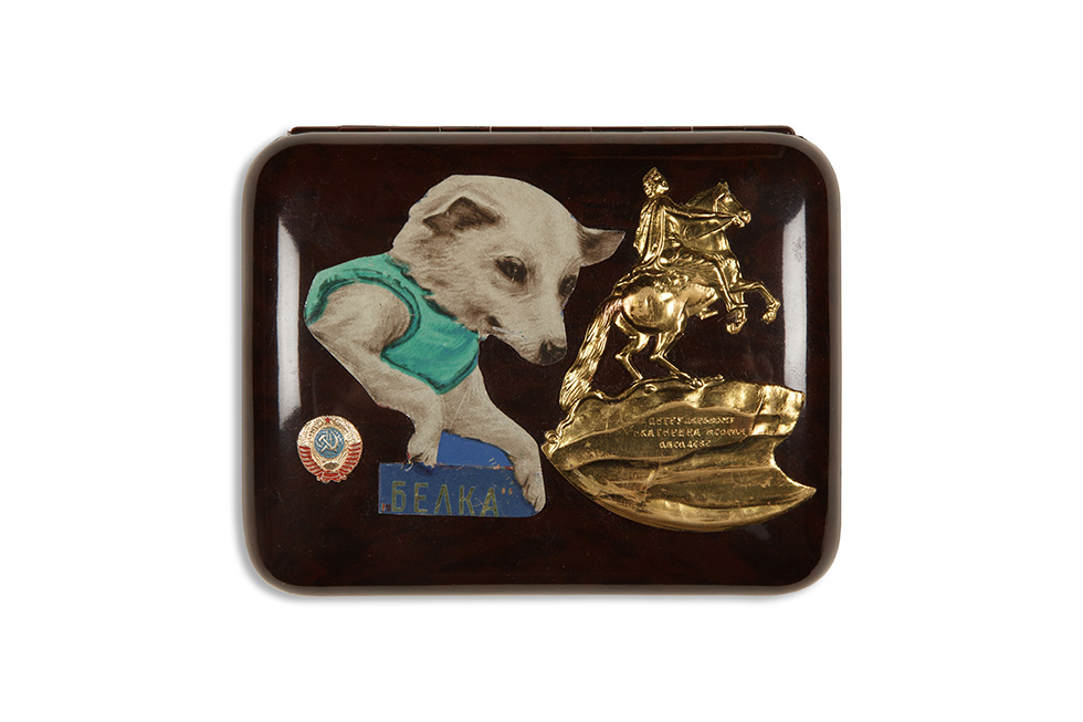 MARTIN PARR COLLECTION. Soviet Space dog ephemera. Belka. Cigar case. 2014.