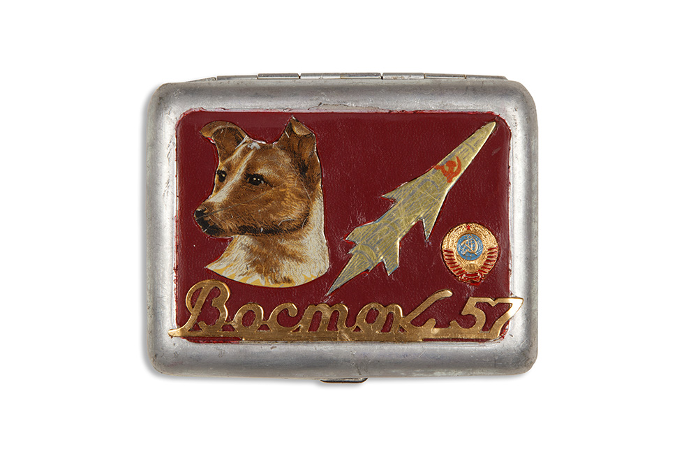MARTIN PARR COLLECTION. Soviet Space dog ephemera. Laika. Cigarette case. 2014.