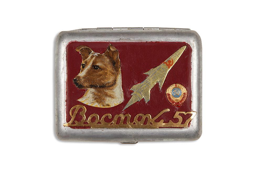 MARTIN PARR COLLECTION. Soviet Space dog ephemera. Laika. Cigarette case. 2014.